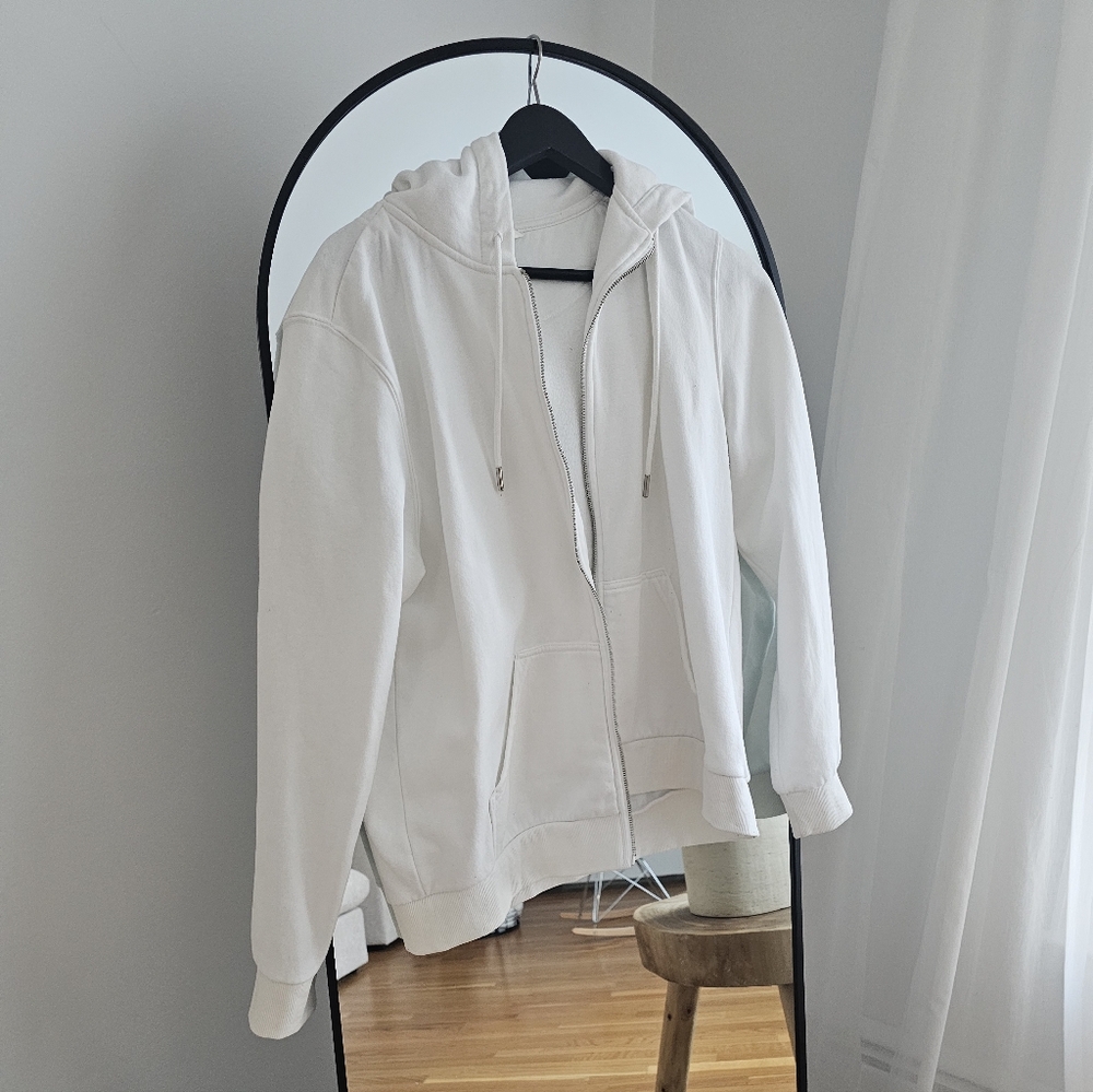 H&M White Zip-Up Hoodie